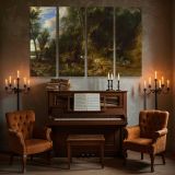 Wooded Landscape with Travellers and Horses canvas wall art in room setting 5