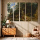 Wooded Landscape with Travellers and Horses canvas wall art in room setting 6