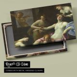 Classical Women beneath an Ornate Canopy canvas front and rear frame view