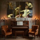Classical Women beneath an Ornate Canopy canvas wall art in room setting 5