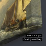 Sailing Boat beneath Storm Clouds canvas texture and wrapped edge closeup