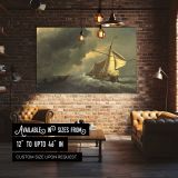 Sailing Boat beneath Storm Clouds canvas wall art in room setting 4