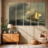 Sailing Boat beneath Storm Clouds canvas wall art in room setting 6