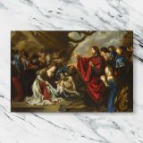 Christ and the Crowd beneath a Tree canvas artwork displayed on a marble background