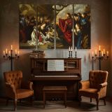 Christ and the Crowd beneath a Tree canvas wall art in room setting 5