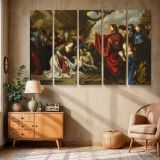 Christ and the Crowd beneath a Tree canvas wall art in room setting 6
