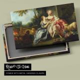 Two Women with Flowers and Sheep canvas front and rear frame view