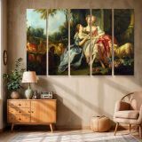 Two Women with Flowers and Sheep canvas wall art in room setting 6