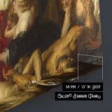 Dramatic Classical Battle with Figures and Angels canvas texture and wrapped edge closeup