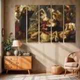 Dramatic Classical Battle with Figures and Angels canvas wall art in room setting 6