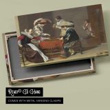 Men Playing Cards in a Tavern canvas front and rear frame view