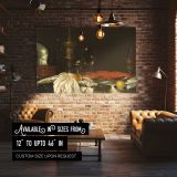 Lobster Lemon and Silverware Still Life canvas wall art in room setting 4