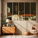 Lobster Lemon and Silverware Still Life canvas wall art in room setting 6