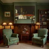 Lobster Lemon and Silverware Still Life canvas wall art in room setting 7