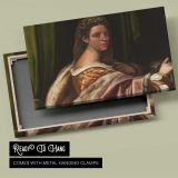 Woman in a Gold and Rose Dress canvas front and rear frame view
