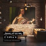 Woman in a Gold and Rose Dress canvas wall art in room setting 4
