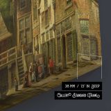 Dutch Canal Town with Brick Houses canvas texture and wrapped edge closeup