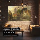 Dutch Canal Town with Brick Houses canvas wall art in room setting 4
