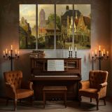 Dutch Canal Town with Brick Houses canvas wall art in room setting 5