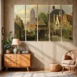 Dutch Canal Town with Brick Houses canvas wall art in room setting 6
