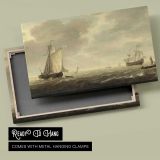 Sailing Vessels on a Quiet Sea canvas front and rear frame view