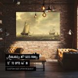 Sailing Vessels on a Quiet Sea canvas wall art in room setting 4