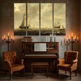 Sailing Vessels on a Quiet Sea canvas wall art in room setting 5