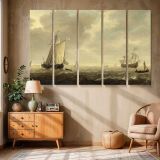 Sailing Vessels on a Quiet Sea canvas wall art in room setting 6