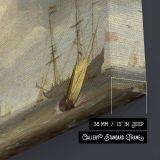 Sailing Boats beneath Rolling Clouds canvas texture and wrapped edge closeup