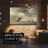 Sailing Boats beneath Rolling Clouds canvas wall art in room setting 4