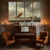 Sailing Boats beneath Rolling Clouds canvas wall art in room setting 5