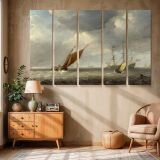 Sailing Boats beneath Rolling Clouds canvas wall art in room setting 6