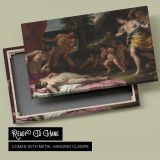 Classical Figures and Cherubs in a Garden canvas front and rear frame view