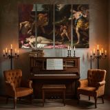 Classical Figures and Cherubs in a Garden canvas wall art in room setting 5