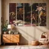 Classical Figures and Cherubs in a Garden canvas wall art in room setting 6