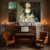 Seated Woman in a Pale Blue Dress canvas wall art in room setting 5
