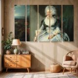 Seated Woman in a Pale Blue Dress canvas wall art in room setting 6
