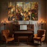Classical Crowd in a Grand Palace canvas wall art in room setting 5