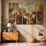Classical Crowd in a Grand Palace canvas wall art in room setting 6