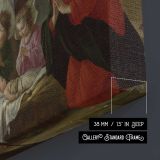 Adoration of the Shepherds in a Classical Setting canvas texture and wrapped edge closeup