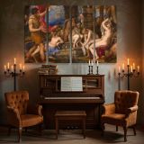 Classical Women beside a Stone Fountain canvas wall art in room setting 5