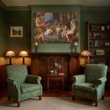 Classical Women beside a Stone Fountain canvas wall art in room setting 7