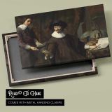 Two Gentlemen with Maps and a Globe canvas front and rear frame view