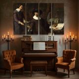 Two Gentlemen with Maps and a Globe canvas wall art in room setting 5