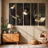 Two Gentlemen with Maps and a Globe canvas wall art in room setting 6
