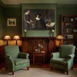 Two Gentlemen with Maps and a Globe canvas wall art in room setting 7