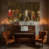 Armoured Figure and Musicians in a Banquet Hall canvas wall art in room setting 5