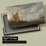 Sailing Boats at a Harbour Quay canvas front and rear frame view