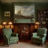 Sailing Boats at a Harbour Quay canvas wall art in room setting 7