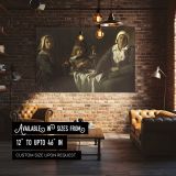Women and a Child at a Simple Table canvas wall art in room setting 4